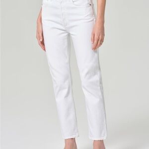 AGOLDE Riley High Rise Straight Crop White Size 29 Button Fly Contemporary